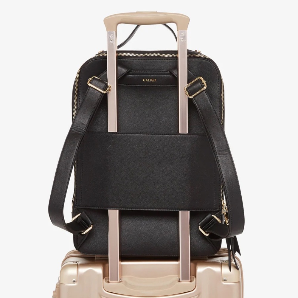 Calpak Black Structured Leather Backpack with Gold Hardware - Picture 4 of 6